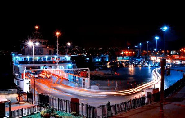 Night, movement, ship, excerpt, light, Istanbul, Turkey, night