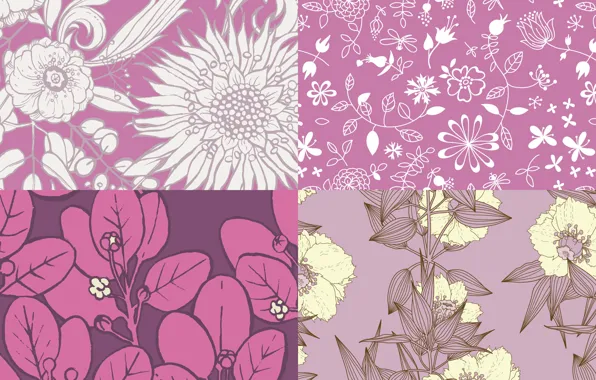 Flowers, background, pattern, texture, patterns, purple