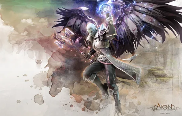 Picture wings, warrior, MAG, axe, aion, online, MMORPG