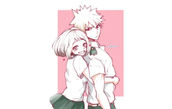 Pair, hugs, My hero Academy, My Hero Academia, Boku No Hero Academy, Bakuga Katsuki, Uraraka, …