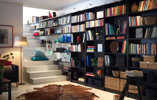 Library, Books, Shelves, Shelving