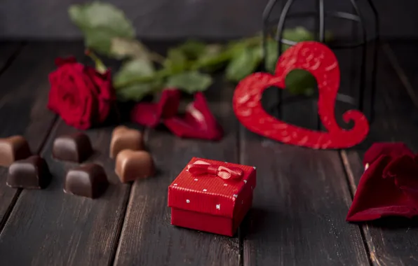 Flower, love, holiday, gift, red, heart, Board, rose
