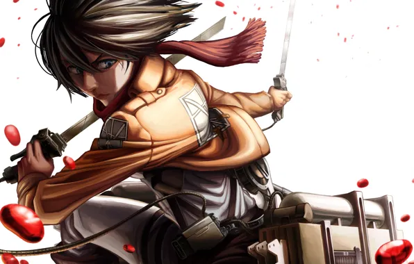 Girl, blood, anime, art, Shingeki no Kyojin, Attack of the titans, The invasion of the …