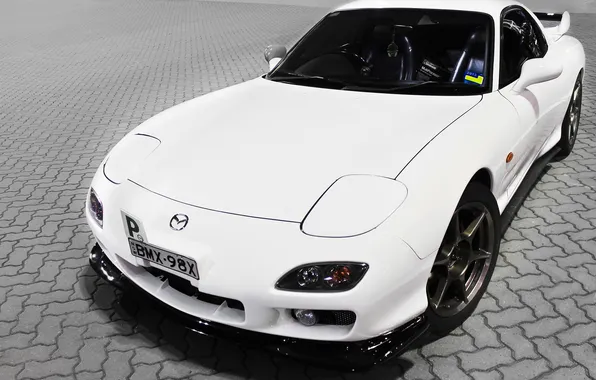 Picture white, tuning, white, mazda, tuning, front, Mazda, rx-7