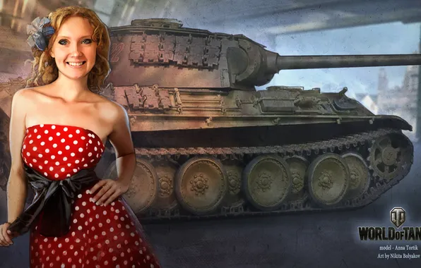 Picture girl, tank, girl, Anna, tanks, WoT, World of tanks, tank