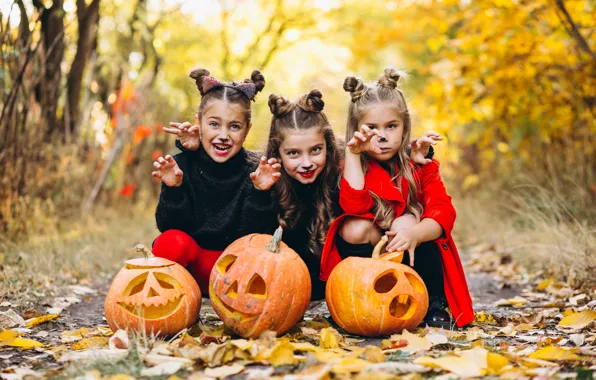 Road, autumn, look, nature, children, pose, Park, holiday