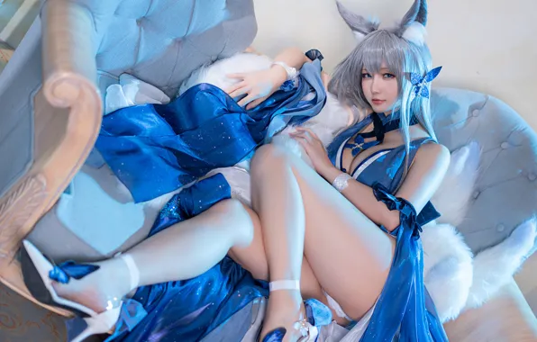 Look, Asian, big Breasts, cosplay, white panties, glare, slender legs, girl posing