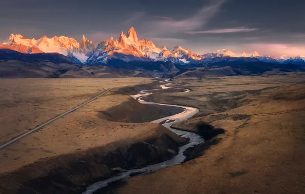 Mountains, valley, Patagonia