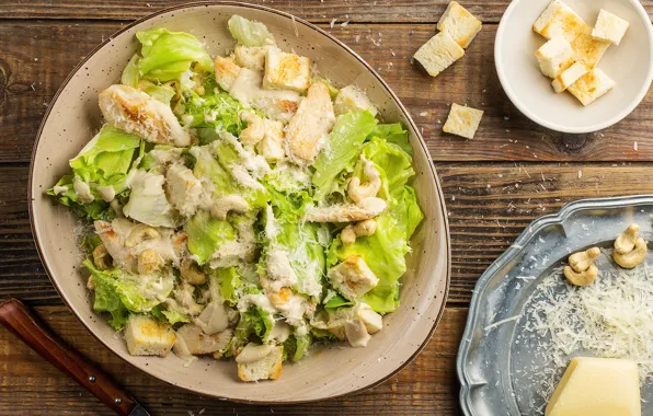 Wallpaper meat, salad, Caesar, Parmesan, croutons, crackers, SEO