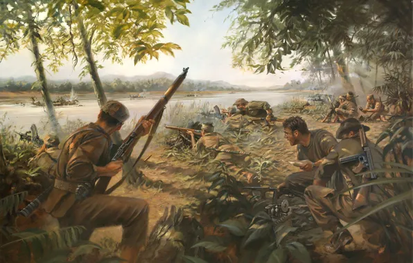 Weapons, war, art, soldiers, The Story Behind the Painting