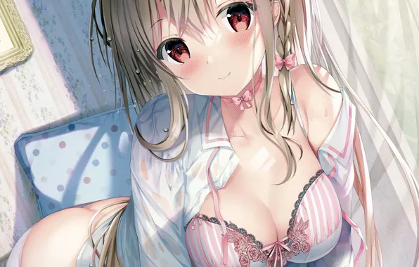 Picture girl, sexy, lingerie, wet, bra, cleavage, panties, long hair