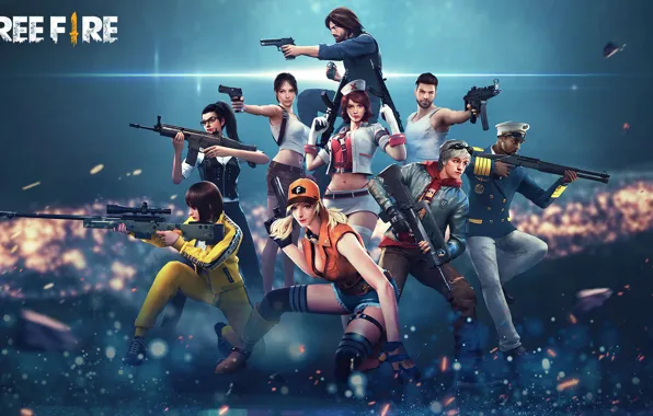 Picture weapons, the game, sparks, game, poster, characters, characters, Garena Free Fire