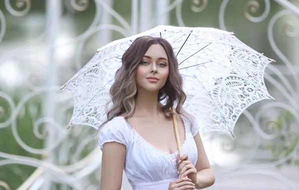 Picture girl, umbrella, dress, Rus, Irina Golubyatnikova