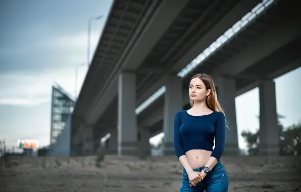 Girl, bridge, pose, Sergey Gokk