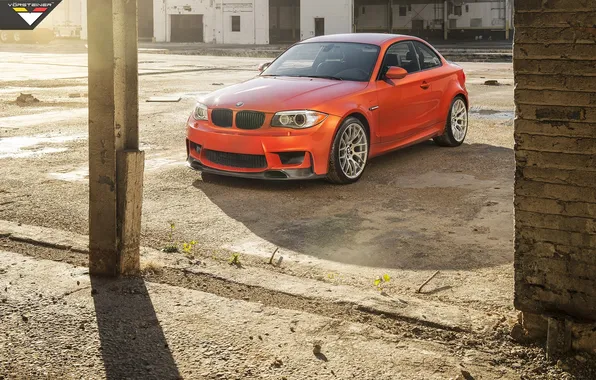 Picture BMW, auto, wallpapers, orange, 1 series, E82, Vorsterien