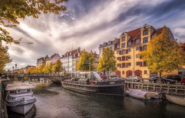 Picture autumn, the city, Denmark, channel, capital, Copenhagen
