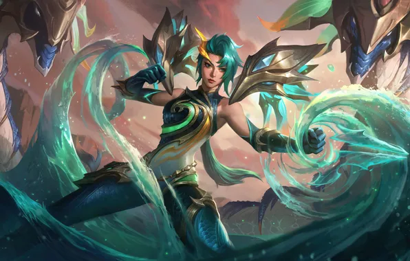 Art, League of Legends, Skin, LoL, KaiSa, Dragonmancer