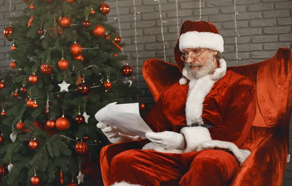 Letter, balls, paper, wall, chair, glasses, Christmas, costume