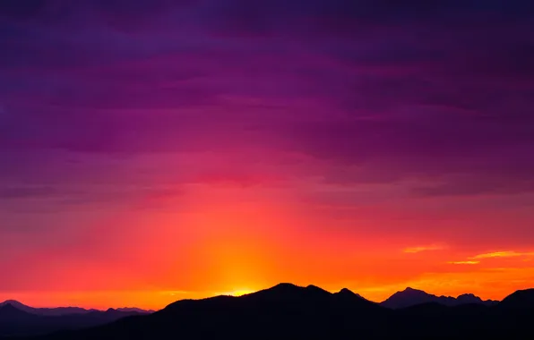 The sky, mountains, silhouette, AZ, glow, USA, Tucson