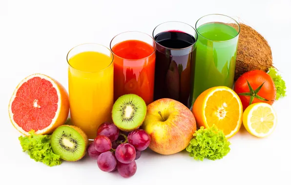 Picture background, Fruit, vegetables, juices