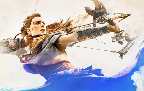 Girl, Bow, Art, Hunter, Horizon: Zero Dawn, Aloy