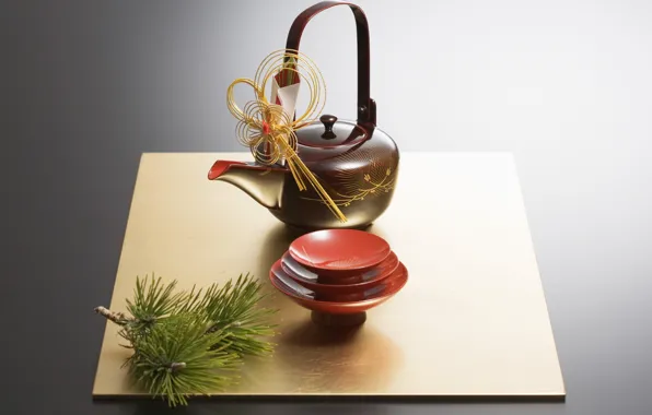 Japan, kettle, the tea party, Cup, pine, saucer, tea ceremony, bowl