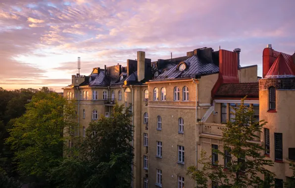 Picture the city, house, dawn, the building, Finland, Helsinki