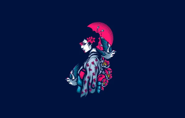 Girl, Minimalism, Geisha, ART