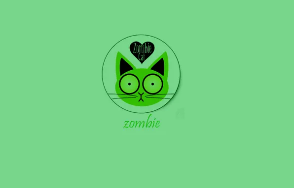 Cat, green, Wallpaper, zombies