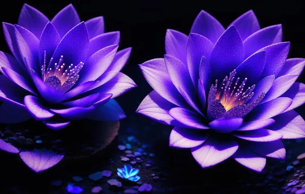 Flowers, purple, nymphs