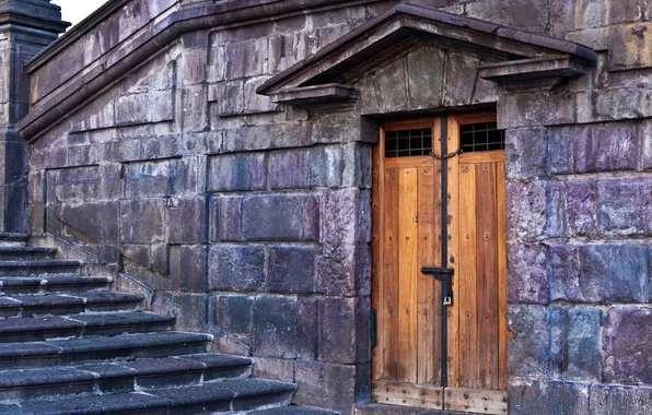 Picture wall, stone, the door, stage