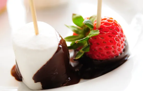 Chocolate, strawberry, ice cream, dessert