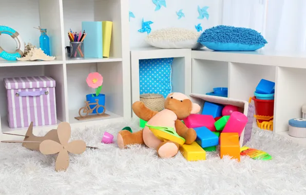 Toys, items, children's corner, children's room