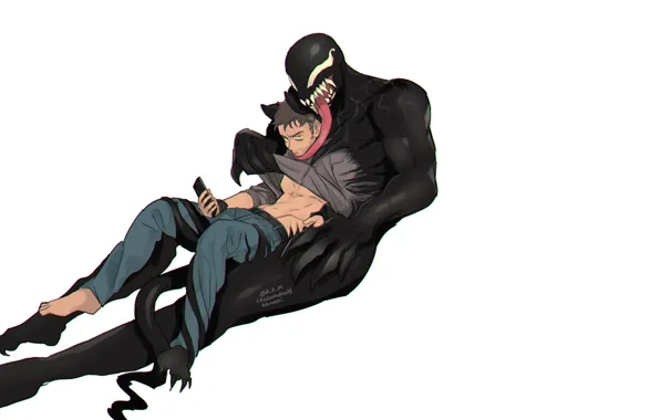 Background, minimalism, art, white background, two, ears, Venom, Venom
