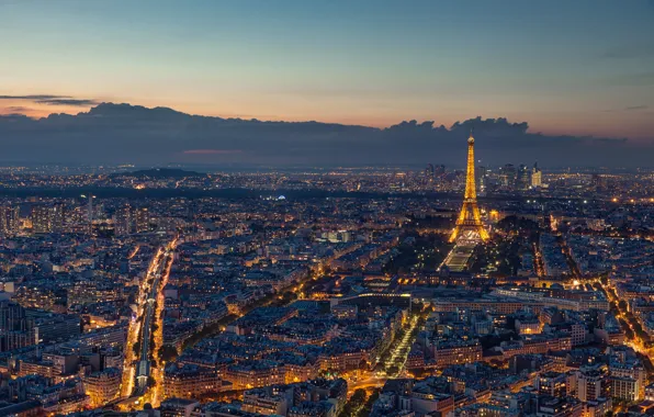 France, Paris, the evening, Eiffel tower, Paris, France, Eiffel Tower, panorama