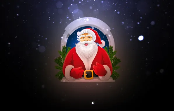 Winter, Minimalism, Snow, Background, New year, Santa, Holiday, Santa Claus