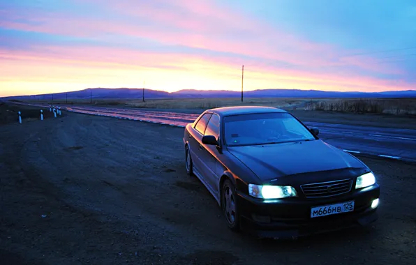 Road, orange, black, kettle, Toyota, Russia, rasvet, 100