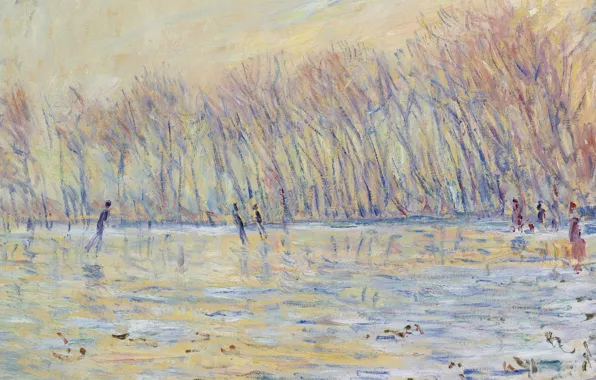 Landscape, picture, Claude Monet, Claude Monet, The skaters at Giverny