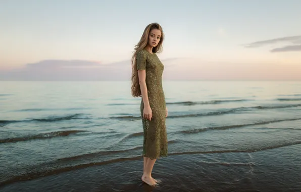 Sea, look, girl, sweetheart, shore, clothing, portrait, figure