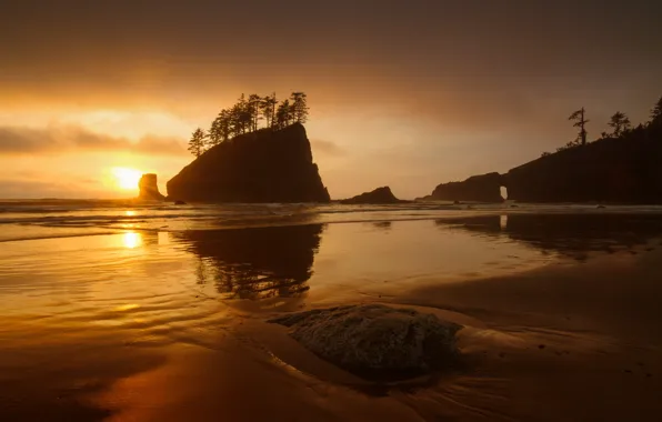 Picture sea, sunset, nature, shore