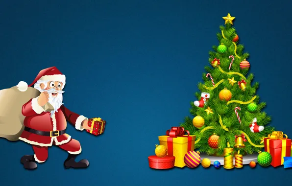 Minimalism, New Year, Christmas, Background, Tree, Holiday, Santa Claus, Mood