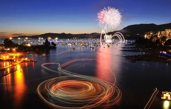 Canada, Vancouver, fireworks, British Columbia, English Bay, Holiday GNA