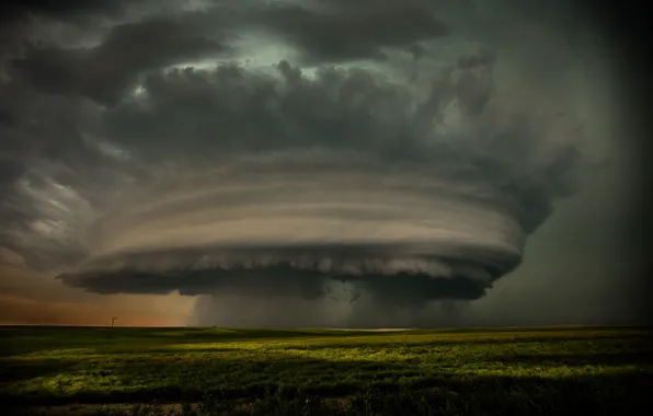 Field, clouds, nature, hurricane, tornado