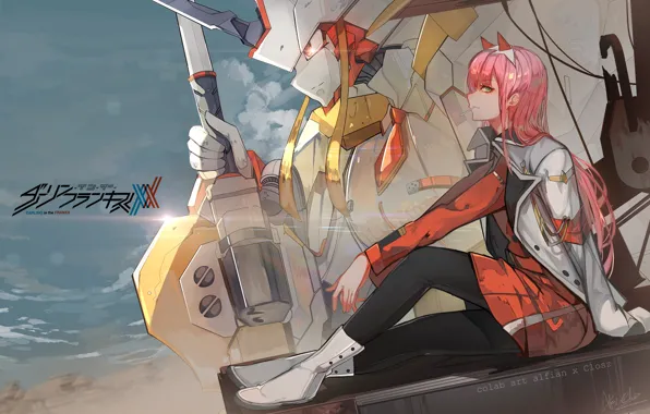 Girl, robot, art, Darling In The Frankxx