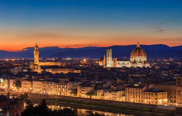 Picture the sky, sunset, orange, the city, the evening, lighting, Italy, Cathedral