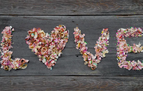 Picture love, tree, heart, Board, colorful, love, heart, wood