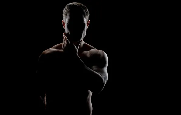 Wallpaper dark, muscles, pose, shadows for mobile and desktop, section ...
