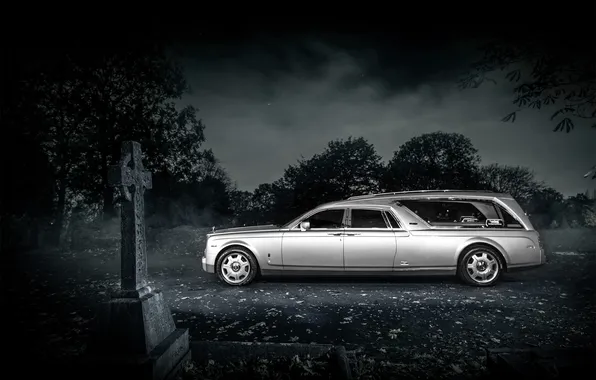 Rolls-Royce, Phantom, cemetery, phantom, rolls-Royce, Biemme, B12, Hearse