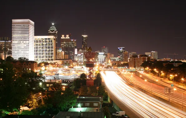 Road, night, the city, USA, Georgia, Atlanta