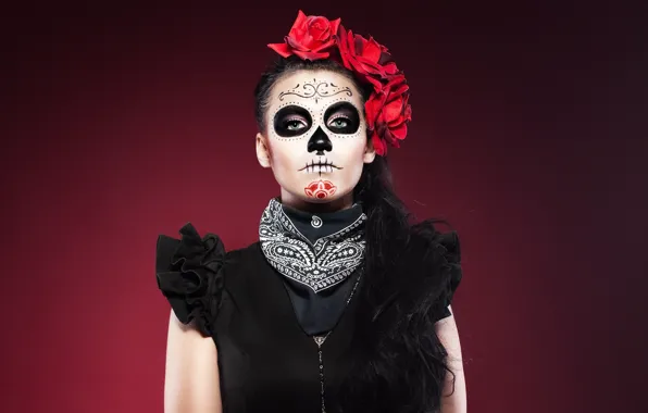 Picture girl, makeup, mask